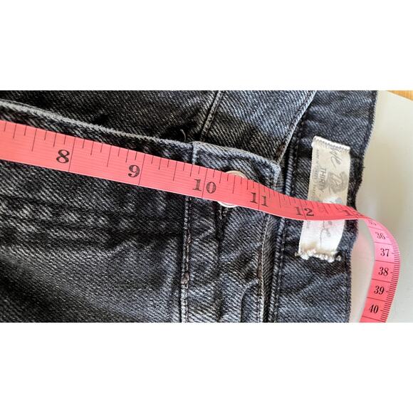 Free People We The Free Black Wash Wide Straight Leg Jeans Denim Pants Size 32 - Picture 9 of 10